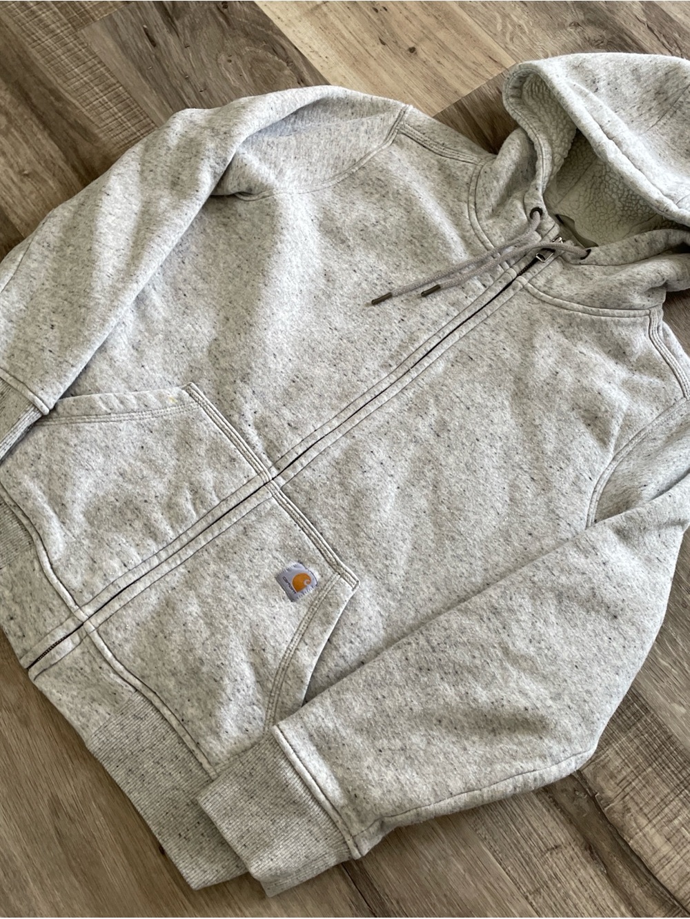 Carhartt Light Gray Full-Zip Hooded Sweatshirt - Picture 2 of 5